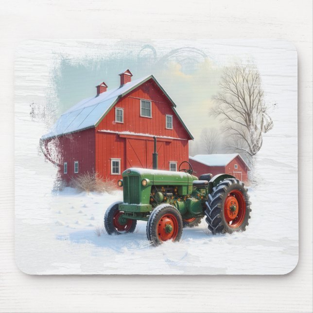Green Farm Tractor and Red Barn Musmatta (Framsidan)