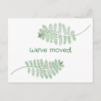 Green Ferns on Custom New Address Postcards Vykort