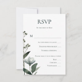Green Floral Botanical Wedding OSA Kort