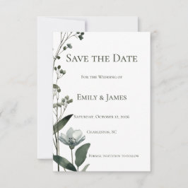 Green Floral Botanical Wedding Spara Datumet