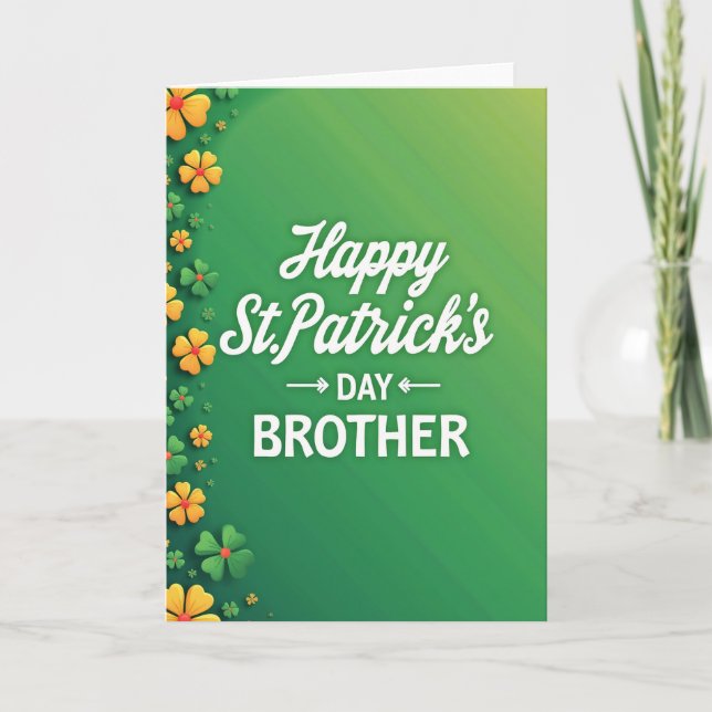 Green Floral Brother Card Kort (Framsida)