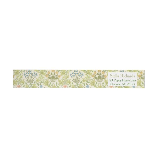 Green floral pattern classic wedding Address Label Etikettband (Individuell)