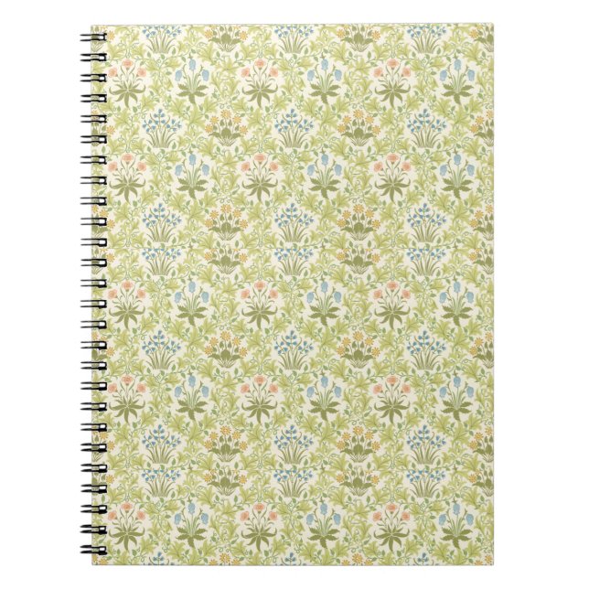 Green floral pattern girly women anteckningsbok (Framsidan)