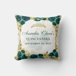 Green Floral Princess Gold Arch Quinceanera Kudde