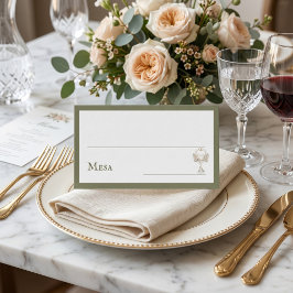 Green Floral Spanish Wine Glass Wedding Mesa  Placeringskort