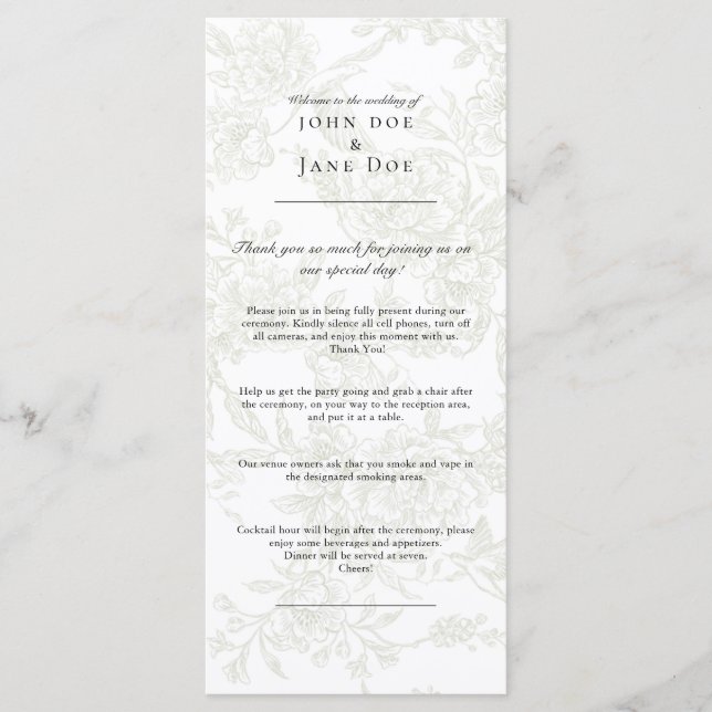 Green Floral Wedding Program (Framsida)