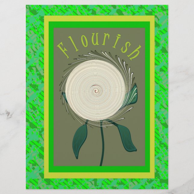 Green Flourish Flower Bulk Scrapbook Paper Pages Reklamblad (Framsidan)