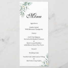 Green Foliage floral  Menu Meny