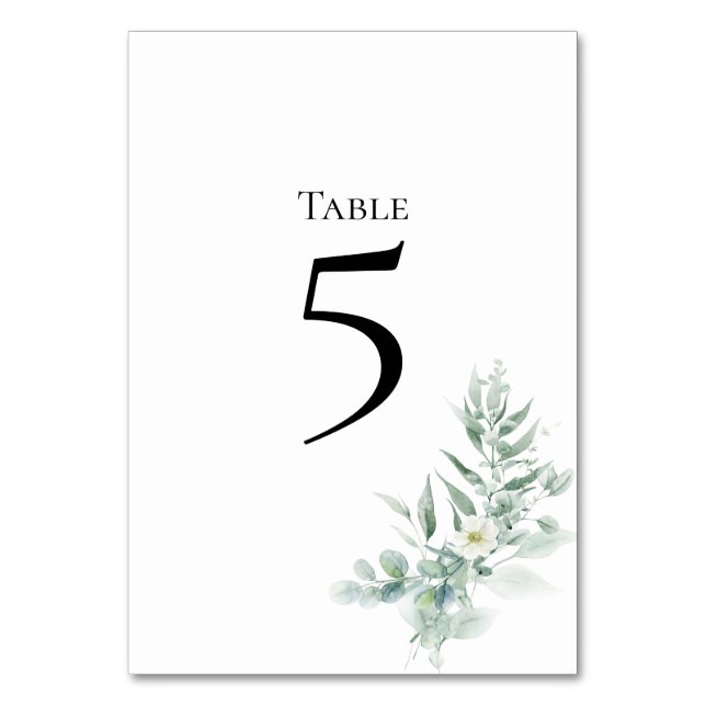 Green Foliage Table Number Card Bordsnummer (Framsidan)