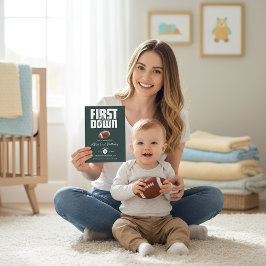 Green Football First Birthday Invite Inbjudningar