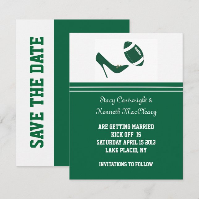 Green Football Save The Date Announcement  Inbjudningar (Fram/baksida)