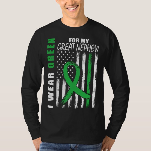 Green For Great Nephew Kidney Disease Awareness Fl T Shirt (Framsida)