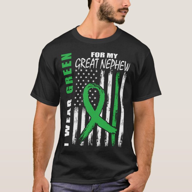 Green For Great Nephew Kidney Disease Awareness Fl T Shirt (Framsida)