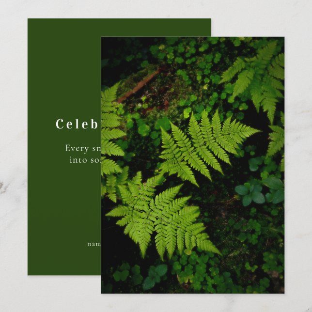 Green forest fern, Earth Day Card (Fram/baksida)