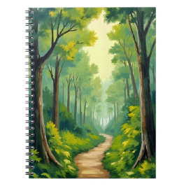 Green Forest Path | Lush Nature Watercolor Painted Anteckningsbok