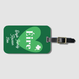 Green Four Leaf Clover Heart Éire Ireland Reunion Bagagebricka