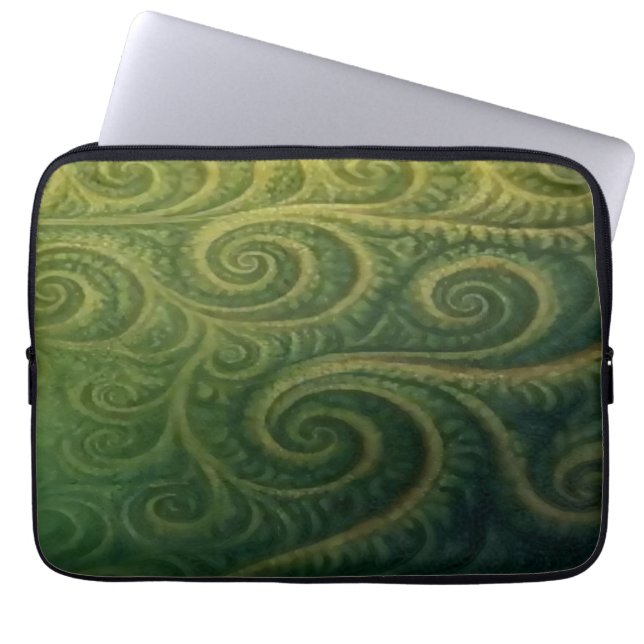 Green Fractal Laptop Sleeve (Framsidan)