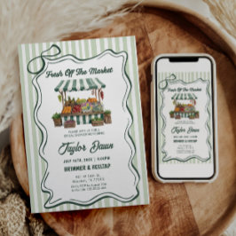 Green Fresh Off The Market Bridal Shower Inbjudningar