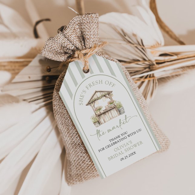 Green Fresh Off The Market Bridal Shower Presentetikett (Skapare uppladdad)