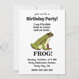 Green Frog Funny Birthday Party Inbjudningar