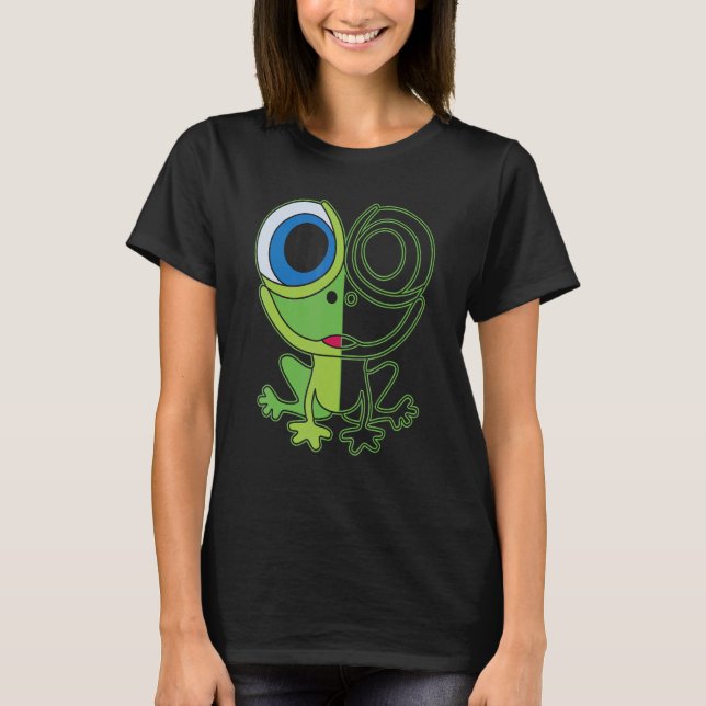 Green frog with big eyes animal motif with toad t shirt (Framsida)