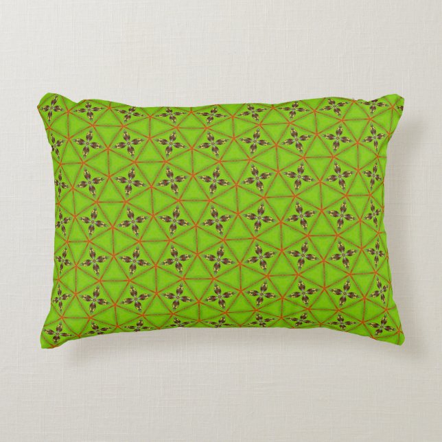 Green Geometric Floral Pattern Pillowcase Prydnadskudde (Framsidan)