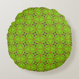Green Geometric Floral Pattern Round Pillow Rund Kudde