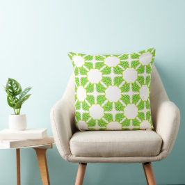 Green Geometric Leaf/Floral Pattern Throw Pillows Kudde