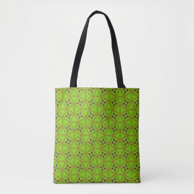 Green Geometric Pattern Tote Bag Tygkasse (Framsida)