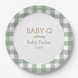 Green Gingham Baby-Q Circular Plate 2