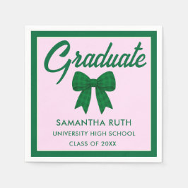 Green Gingham Bow Graduation Party Pappersservett