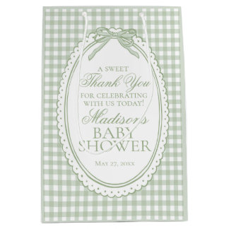 Green Gingham Coquette Bow Baby Shower Favors
