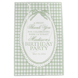 Green Gingham Coquette Bow Birthday Party Favors