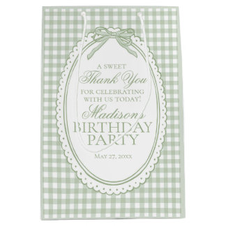Green Gingham Coquette Bow Birthday Party Favors