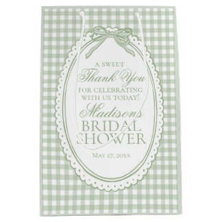 Green Gingham Coquette Bow Bridal Shower Favors