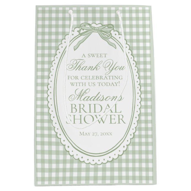 Green Gingham Coquette Bow Bridal Shower Favors (Framsidan)