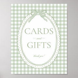 Green Gingham Coquette Bow Card & Gifts Sign Poster