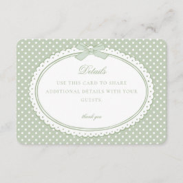 Green Gingham Coquette Bow Details Card Tilläggskort