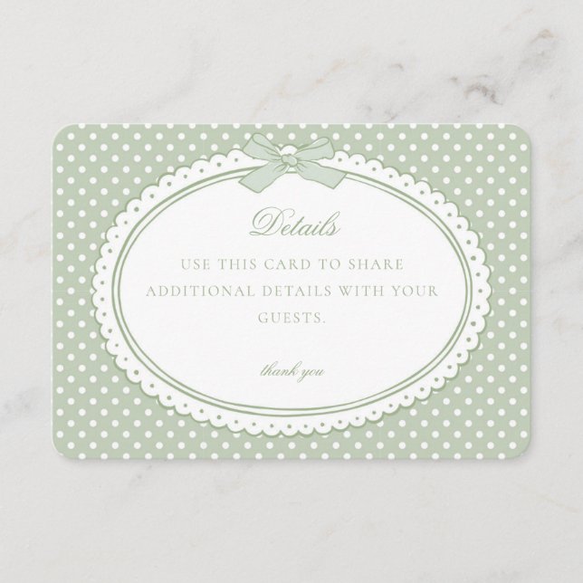 Green Gingham Coquette Bow Details Card Tilläggskort (Framsida)