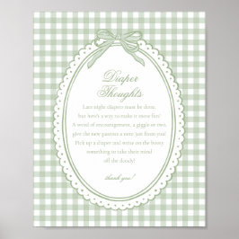 Green Gingham Coquette Bow Diaper Thoughts Baby Poster