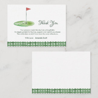 Green Gingham Golf Baby Shower Thank You Tilläggskort