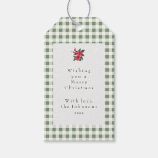 Green Gingham Plaid Custom Christmas Presentetikett