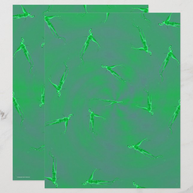 Green Ginseng Man Scrapbook Paper 2-Sided Page (Fram/baksida)