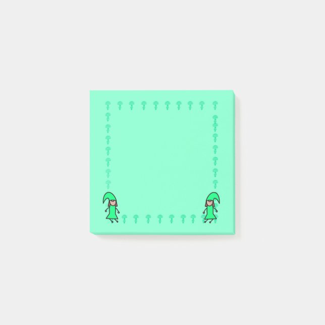 Green Gnome with Mushrooms Post it Notes Post-it Block (Framsida)