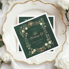 Green Gold Art Nouveau Enchanted Wedding Pappersservett