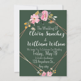Green Gold Blush Pink Country Wedding  Inbjudningar