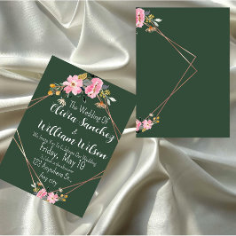 Green Gold Blush Pink Country Wedding Inbjudningar