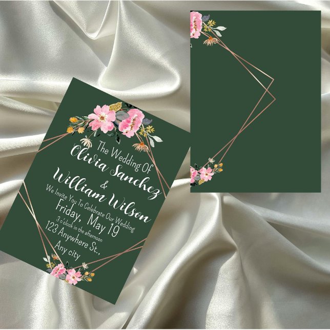 Green Gold Blush Pink Country Wedding  Inbjudningar (Skapare uppladdad)