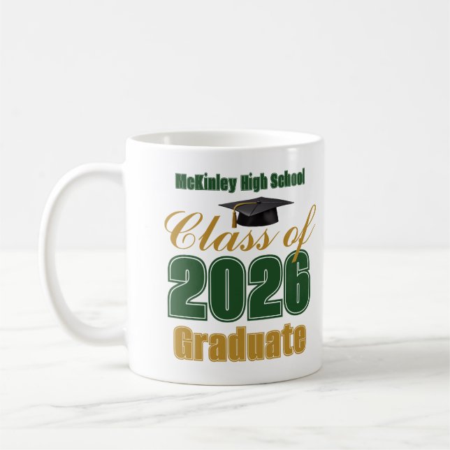 Green Gold Class of 2026 Graduate Gift Kaffemugg (Vänster)