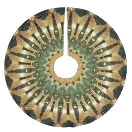 Green Gold Decorative Christmas Tree Skirt Julgransmatta Borstad Polyester